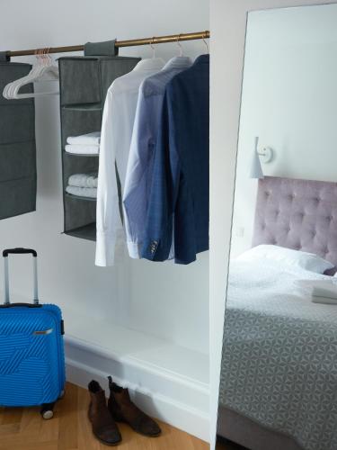 Postel nebo postele na pokoji v ubytování Hafenblick Appartement