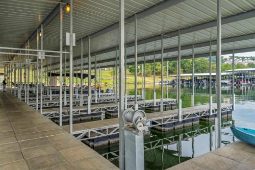 a large building with a marina with cars in it at Finns and Family in Branson