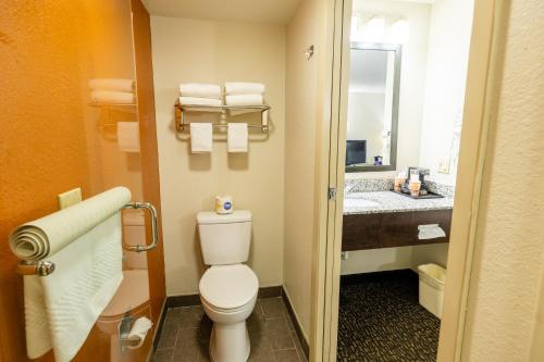 オーモンド・ビーチにあるSleep Inn Ormond Beach - Daytonaのトイレと洗面台付きのバスルーム