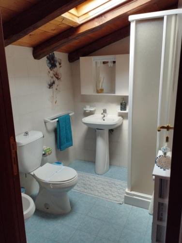 a bathroom with a toilet and a sink at Petite Maison dell'Etna in Milo