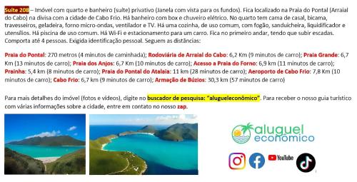 a screenshot of a webpage of a website with a screenshot of a lake at Arraial do Cabo – Subuai Village - Aluguel Econômico in Arraial do Cabo