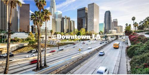 a busy freeway in a city with cars at SoCal Lux on Miramar in Los Angeles