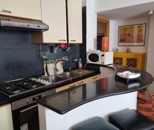 una cocina con fregadero y encimera en Casa BiBi, en Roma