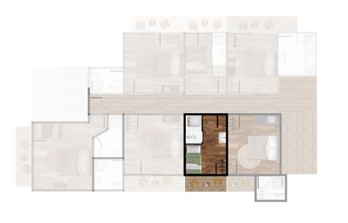 a drawing of a house with a floor plan at Luna Studios Zillertal in Hippach