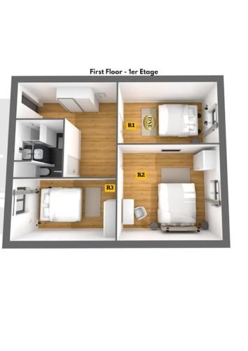 d'un plan d'étage d'une maison dans l'établissement L'Edificio - 12p - 5 chambres - Paris Disney, à Champs-sur-Marne