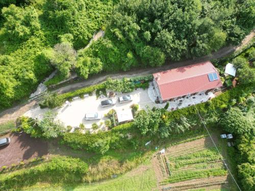an aerial view of a house with a red roof at Agriturismo le Fontane - Lago di Bolsena in Grotte di Castro