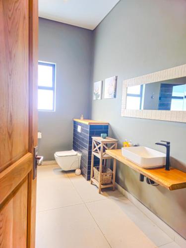 a bathroom with a sink and a toilet at Highland Peace Haven In Dullstroom in Dullstroom