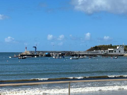a view of a body of water with boats in it at Casa Rural Albores Grande Nigrán in Nigrán