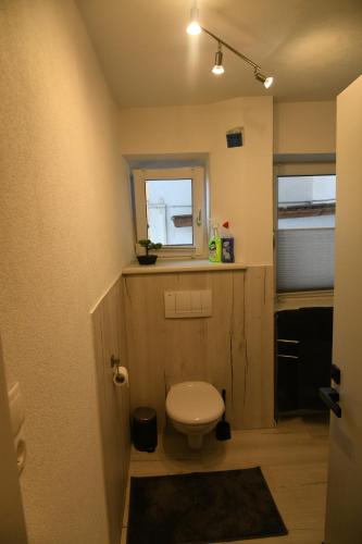 a small bathroom with a toilet and a window at Conveniently Located Alpine Apartment in Ötztal-Bahnhof