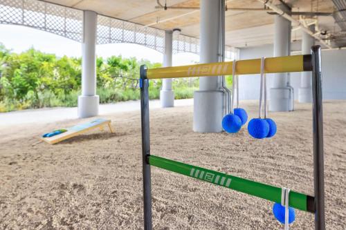 an empty volley ball court with blue balls at Key Largo Baha Penthouse Ocean Pointe 1416 in Key Largo