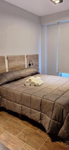 a bedroom with a large bed with a lamp on it at Presidenziale apartamento in San Francisco