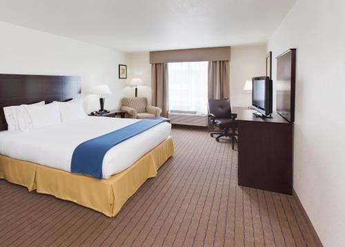 a hotel room with a large bed and a television at Holiday Inn Express & Suites - Omaha I - 80 by IHG in Gretna