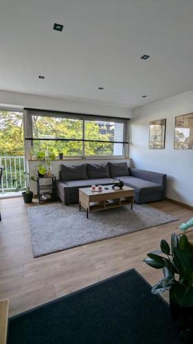 un salon avec un canapé et une table basse dans l'établissement Appartement duplex lumineux, à Cenon