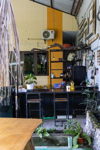 an office with a desk with plants in a room at Happy Spiritus Guethouse Tabanan in Tabanan