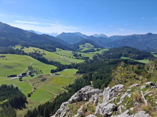 a view from the top of a mountain at Bauernhof Ablass in Göstling an der Ybbs
