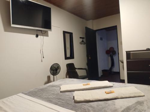 Una televisión o centro de entretenimiento en Hotel Ricocampo
