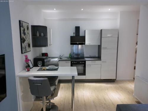 Η κουζίνα ή μικρή κουζίνα στο HANNIBAL - Design Apartment Amaryllis 3, VW Nähe, Parkplatz, Küche, HighSpeed-WLAN, Fitness, Solarium