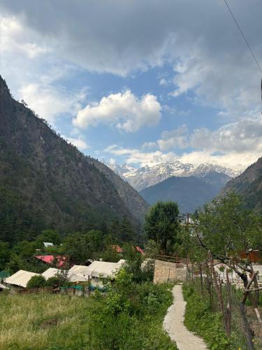a view of a valley with snow capped mountains at Kasolview Homestay and Peace Inn Cafe in Kasol