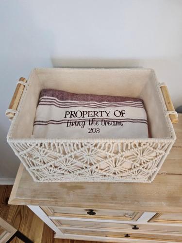 a box sitting on top of a wooden table at Living the Dream 2 Bedroom Ocean View Cozy Condo in Gulf Shores