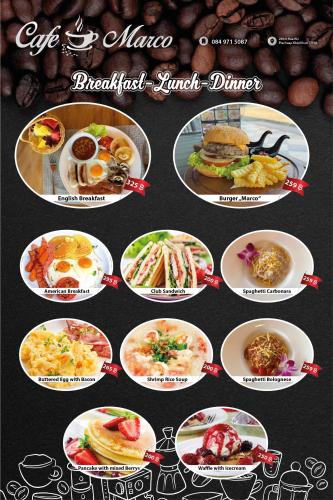 un collage d’images de différents aliments sur les plaques, dans l'établissement Venice Hotel Hua Hin, à Hua Hin