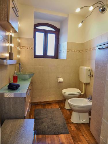 a bathroom with a toilet and a sink at La Canonica di Soglio in Camerano Casasco