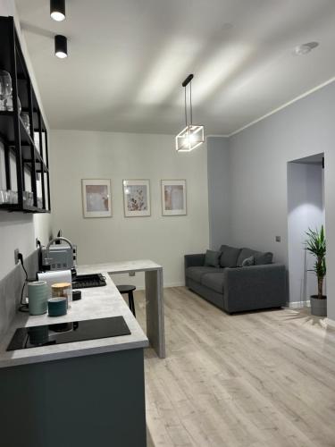 a kitchen and living room with a couch at TEZONE SEVEN Apartments in Verona