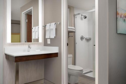 a bathroom with a sink and a toilet at SpringHill Suites by Marriott Boise ParkCenter in Boise