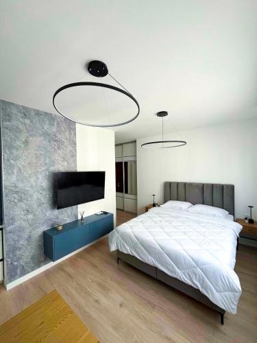 Ένα ή περισσότερα κρεβάτια σε δωμάτιο στο Apartman Skyroom