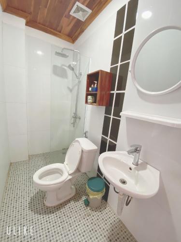 a bathroom with a toilet and a sink at Elephant Boutique Hotel in Luang Prabang