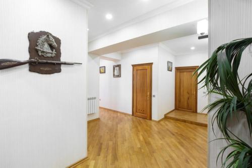 an empty hallway with a gun on the wall at Leyla Apartments 1 in Baku