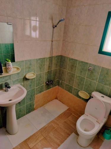 a bathroom with a toilet and a sink at Private Guest Room in Kuwaitat in Al Ain