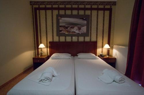 Ένα ή περισσότερα κρεβάτια σε δωμάτιο στο Hotel Nessos