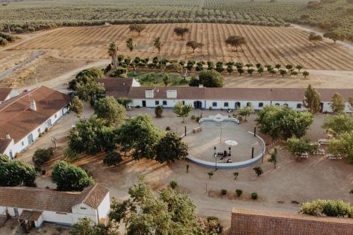 an aerial view of a building and a field at Monte do Ramalho in Avis