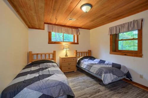 two beds in a room with wooden ceilings at Chickasaw in Logan