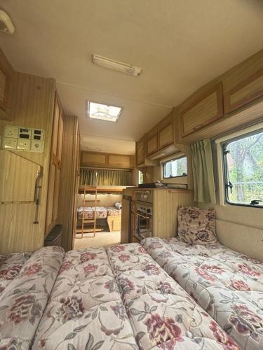 a bedroom with a bed in an rv at Casa anca in Lunca