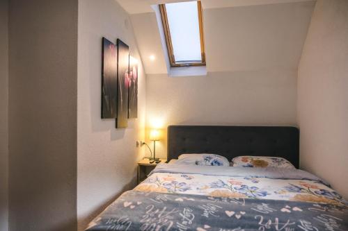 a bedroom with a bed and a window in it at Zeleni svet 2 in Crni Vrh