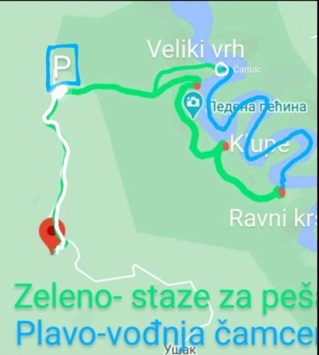 a map of zebragas zebra park and playa paza at Markove kolibe 5, Uvac, Sjenica in Sjenica