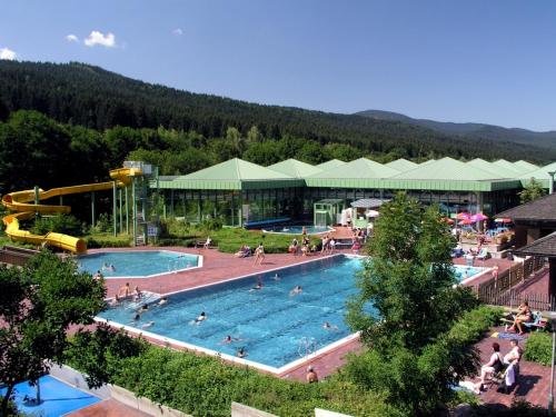 una grande piscina in un resort con gente dentro di Appartementhaus Himmelreich a Lam