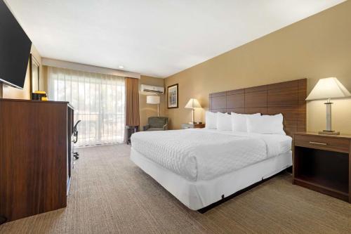 a hotel room with a large bed and a television at Best Western Oceanside Inn in Oceanside