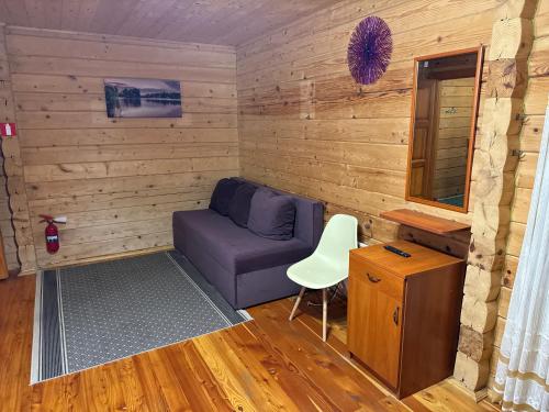 a living room with a couch and a table at Arnika in Skhidnitsa