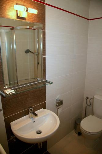 a bathroom with a sink and a toilet at Imet Centrum in Bratislava