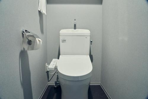 a bathroom with a white toilet in a stall at Vacation Rental Hotel TENMONKAN in Kagoshima
