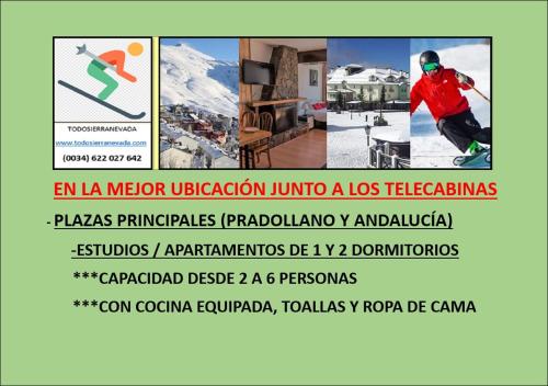 a collage of pictures of a person on a snowboard at SKI PLAZA SIERRA NEVADA & Zona Baja in Sierra Nevada