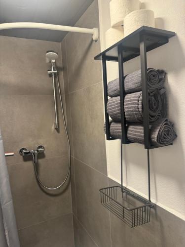 Koupelna v ubytování Gemütliches Zimmer im Grünen