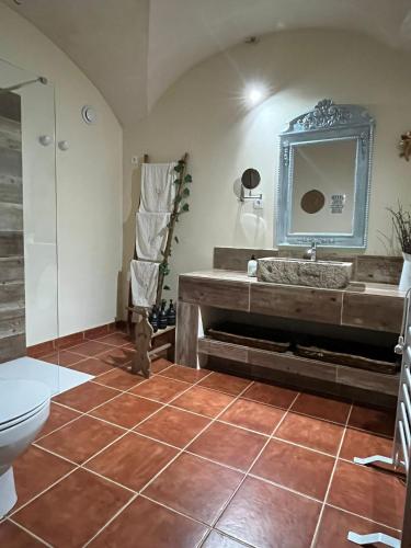 a bathroom with a sink and a toilet at Ceclavinn Casa Rural in Ceclavín