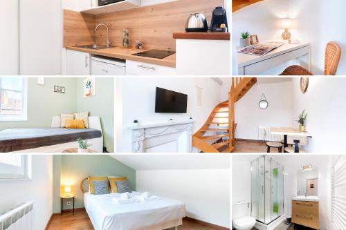 un collage de photos d'un petit appartement dans l'établissement Life&Travel - Appartement Cosy - Centre & Parking, à Limoges