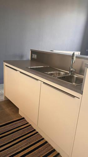 une cuisine avec un évier et un plan de travail dans l'établissement Le panorama, à Lyon