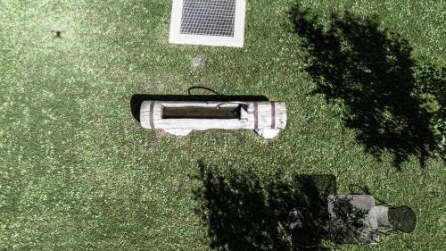 an overhead view of a fire hydrant in the grass at BAITA LARIX BORMIO in Bormio
