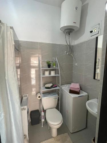 a small bathroom with a toilet and a sink at Ferme Jnan Al Yassmine in Taza