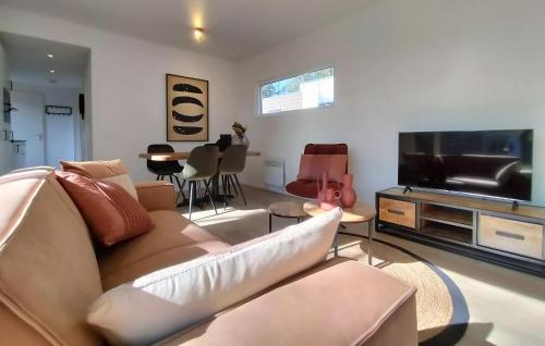 a living room with a couch and a flat screen tv at 2 Bedroom Awesome Home In Hellendoorn in Hellendoorn